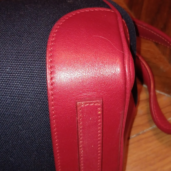 NWOT RALPH LAUREN RED LEATHER/NAVY FABRIC HANDBAG - Picture 8 of 10